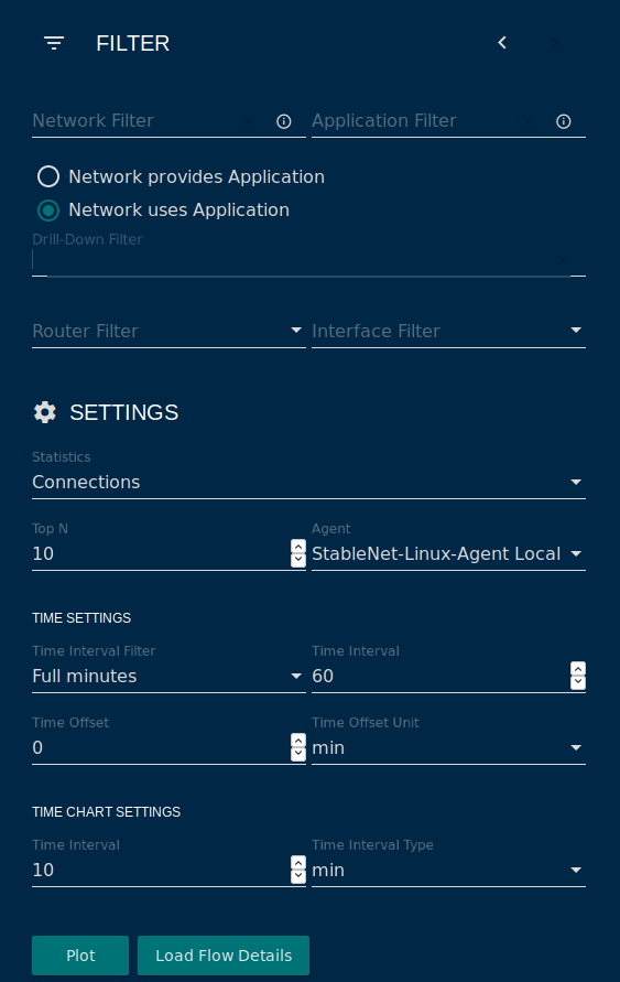 screenshot StableNet® settings menu