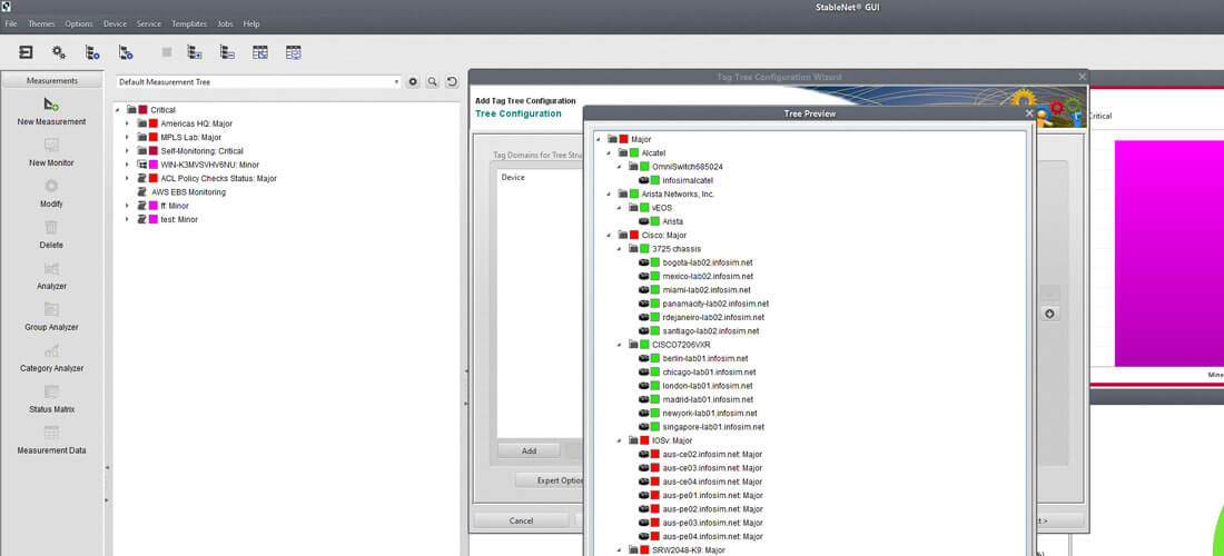 screenshot StableNet® tag tree computer menu