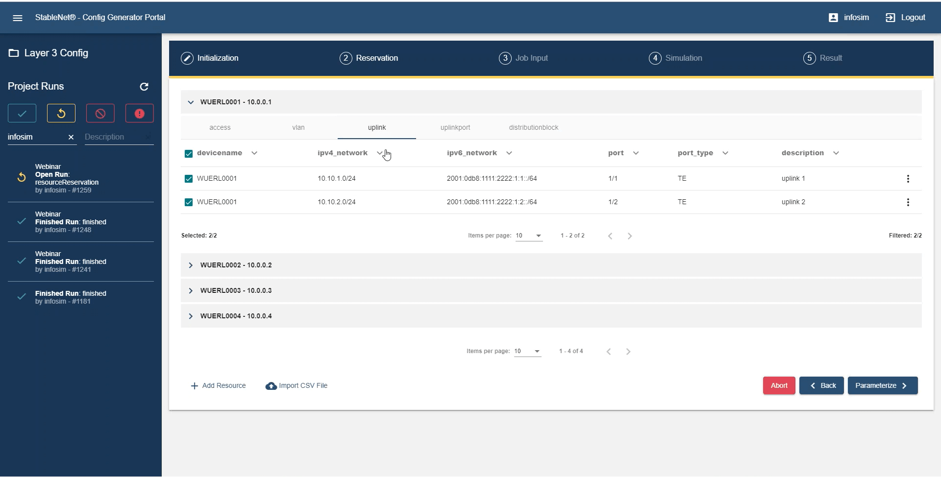 Screenshot of StableNet® Config Portal