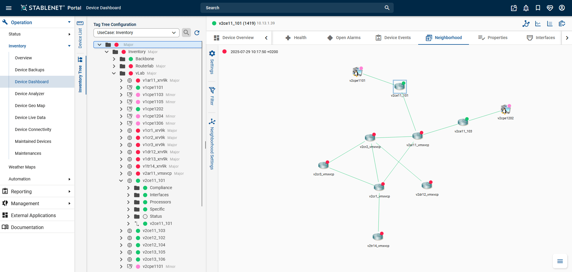 StableNet Screenshot Network Discovery Device Neighborhood StableNet Screenshot Network Discovery Device Neighborhood