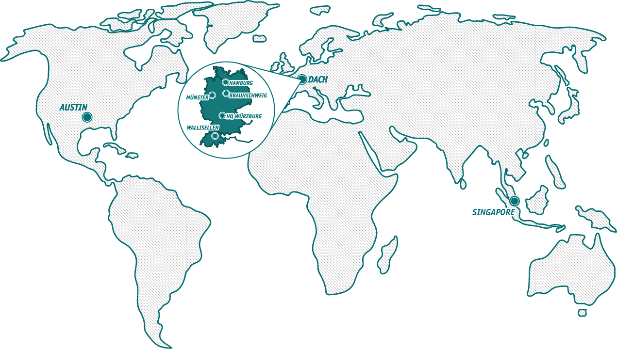 Infosim Locations New Infosim group locations: austin, muenster, wuerzburg, and singapore